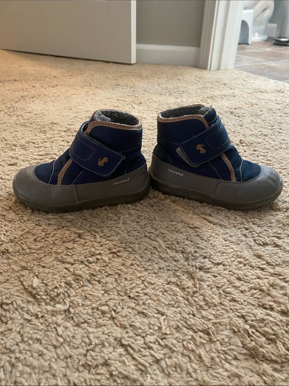 See Kai Run Navy Blue and Gray Insulated Kids Rain & Snow Boots
